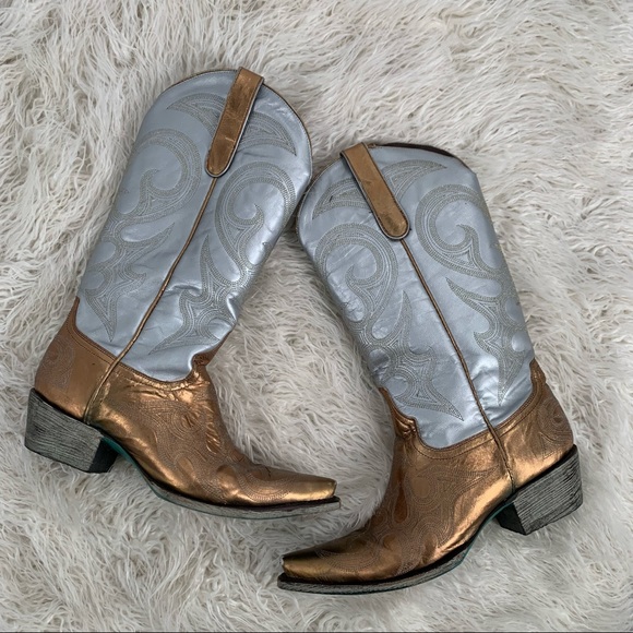 Lane Silver Gold Cowboy Boots Women’s Size 7.5 - Picture 6 of 12